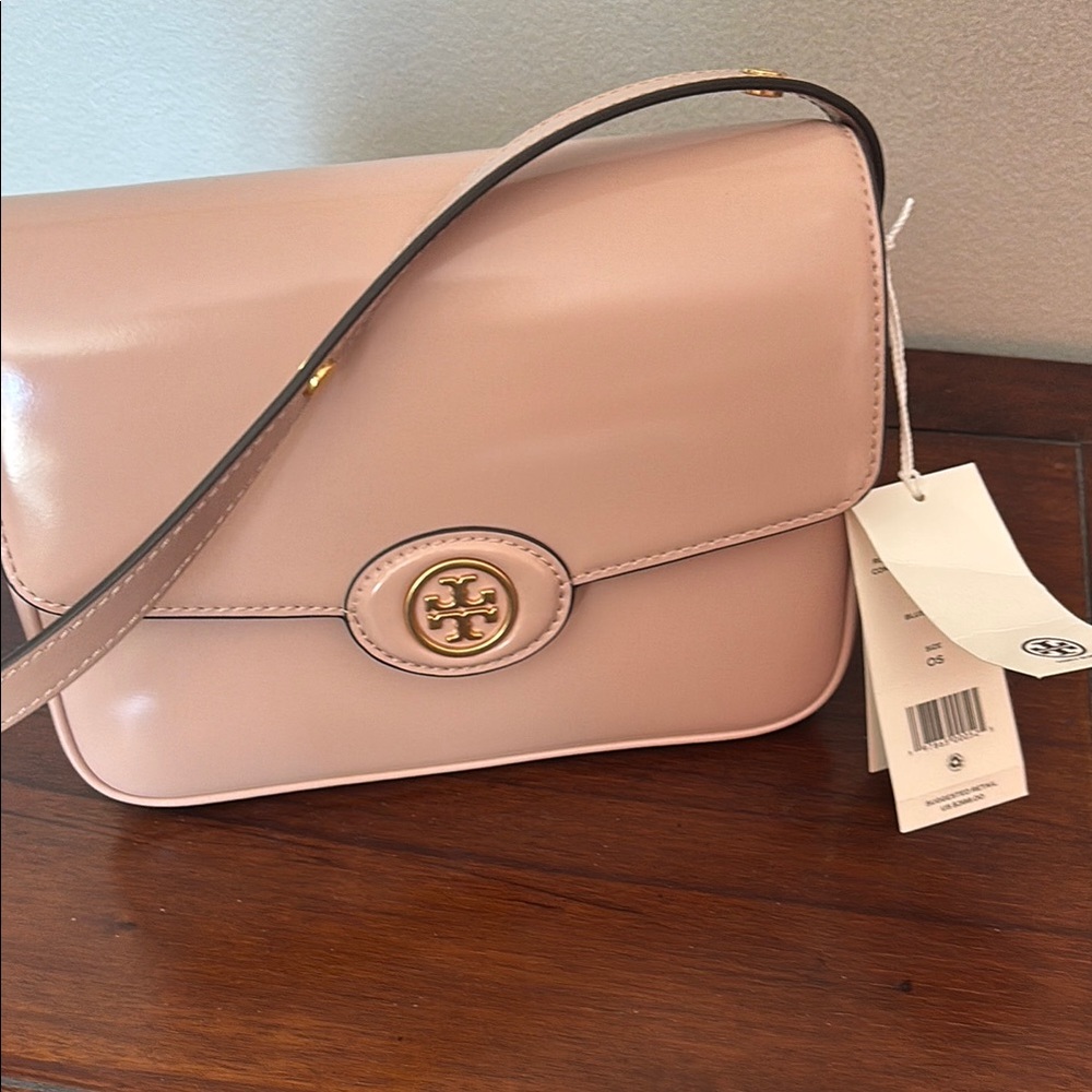Tory Burch Blush Pink Crossbody with Gold Emblem